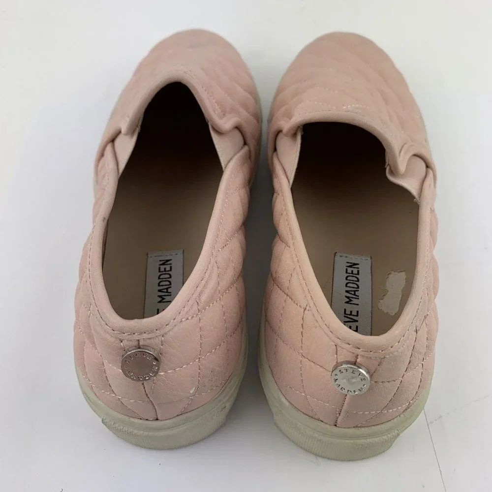 Steve Madden Womens Pink Blush‎ Quilted Slip On Shoes Size 6